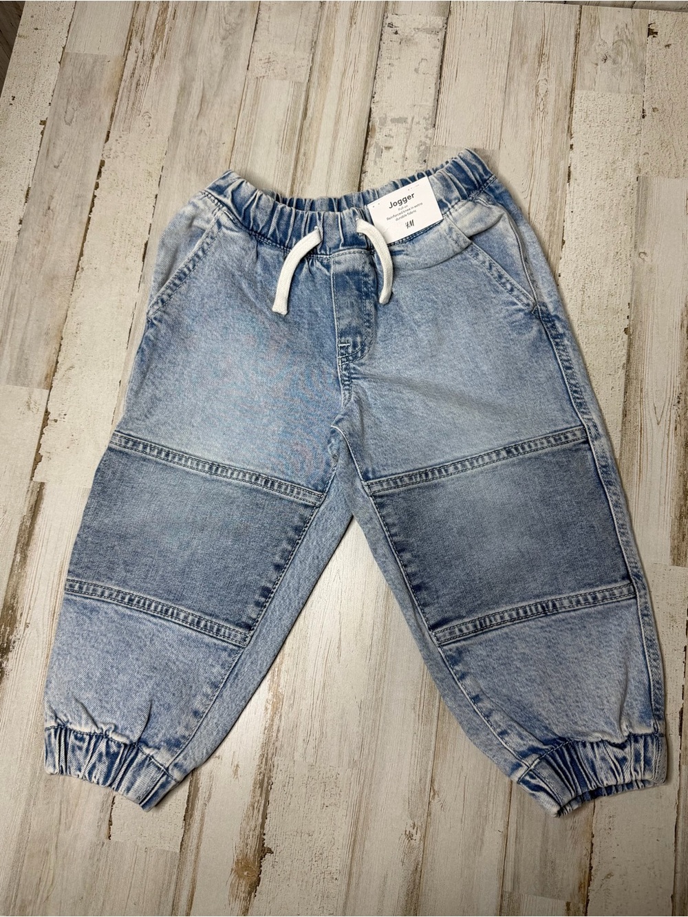 H&M Light Blue Denim Jogger Pants for Kids